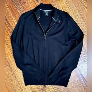 Banana Republic full-zip black 100% merino wool sweater